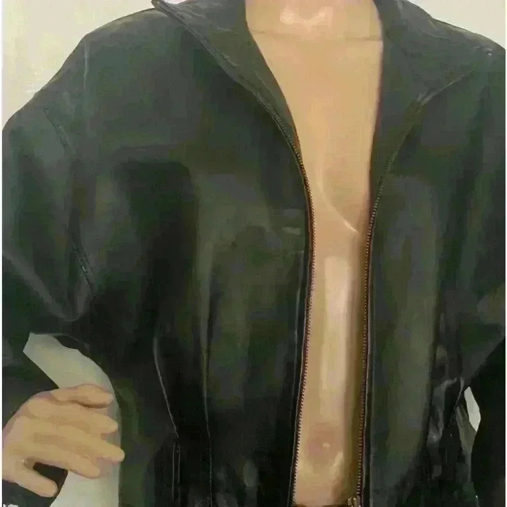 Sexy party cocktail waist length vegan leather jacket size medium